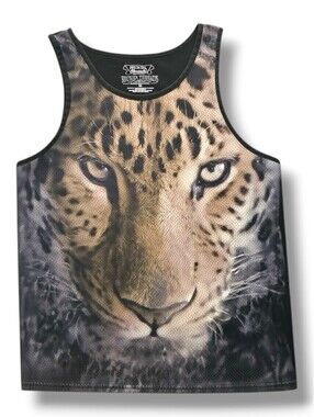 Broken Threads Mesh Leopard Graphic Casual Streetwear Festival Tank Top Medium